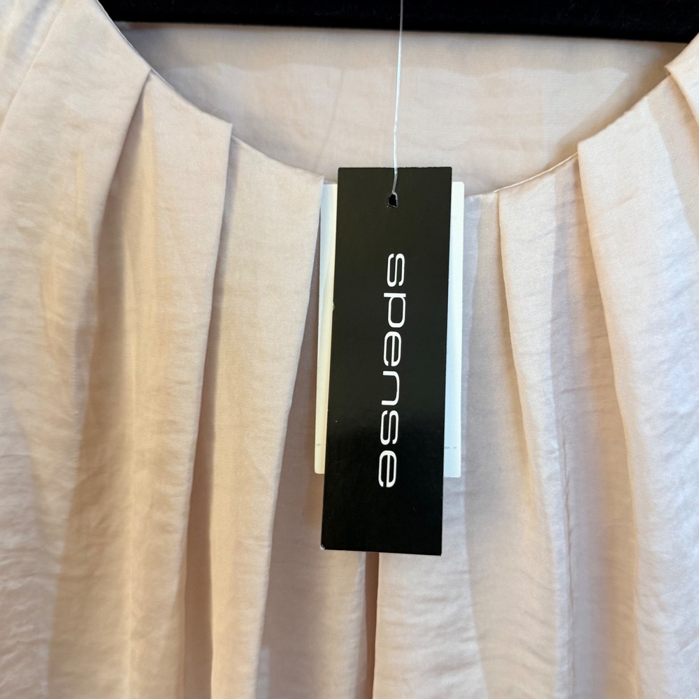 Spense Flutter Sleeve Blouse M Cream/Rose Satin Top Office Date night silky - Picture 2 of 15